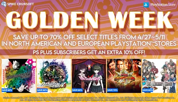 Spike Chunsoft Golden Week Sale Available Now on Playstation