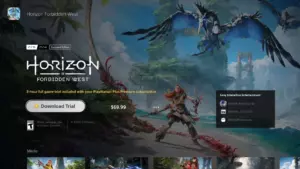 Horizon Forbidden West demo on the PlayStation Store page.