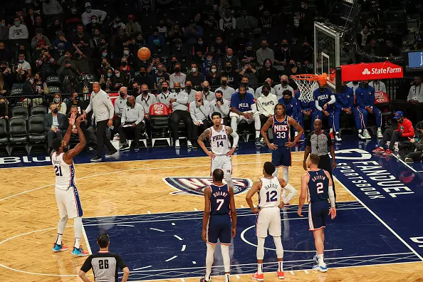 Joel Embiid build - Embiid attempting free throws