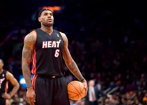 LeBron James build - James at the line for the Miami Heat